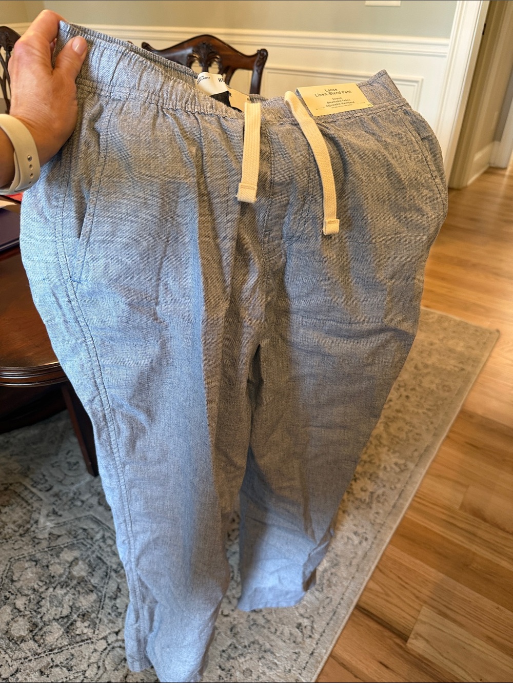 NWT Men's Hollister Casual Drawstring Pants - Light Blue